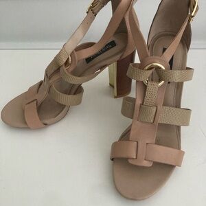 White House Black Market Beige Strappy Heels